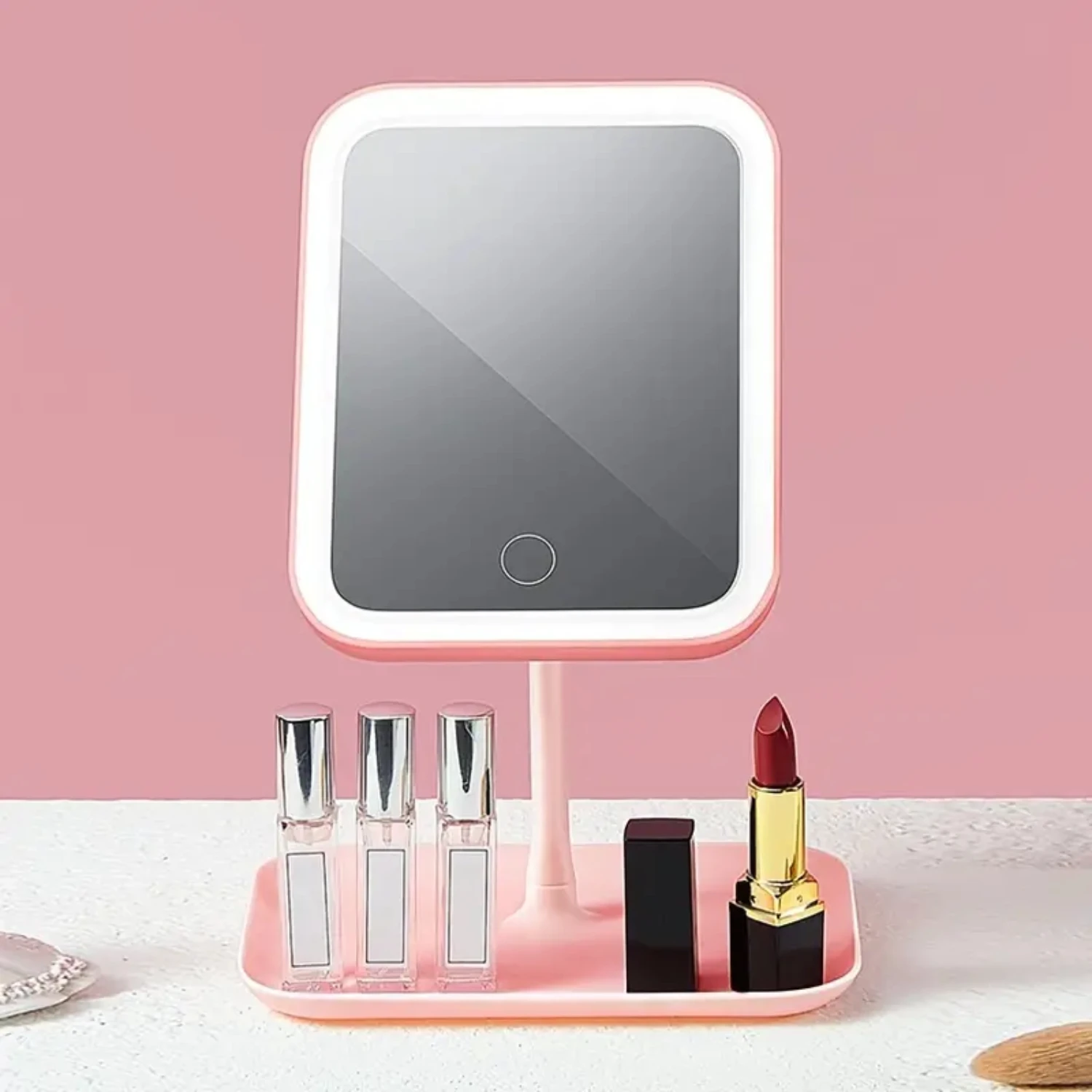 Led Lighted Makeup Mirror, Adjustable Vanity Mirror, Dimmable Light, 90°Rotation Compact mirror Bathroom vanity Mirror bathroom