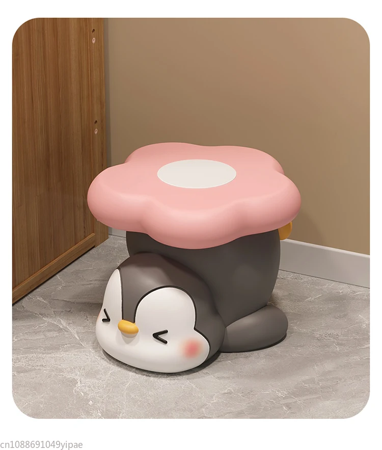 Cute Penguin Shoe Stool Porch Living Room Floor Ornament Creative Home Decor Housewarming Gift Furniture