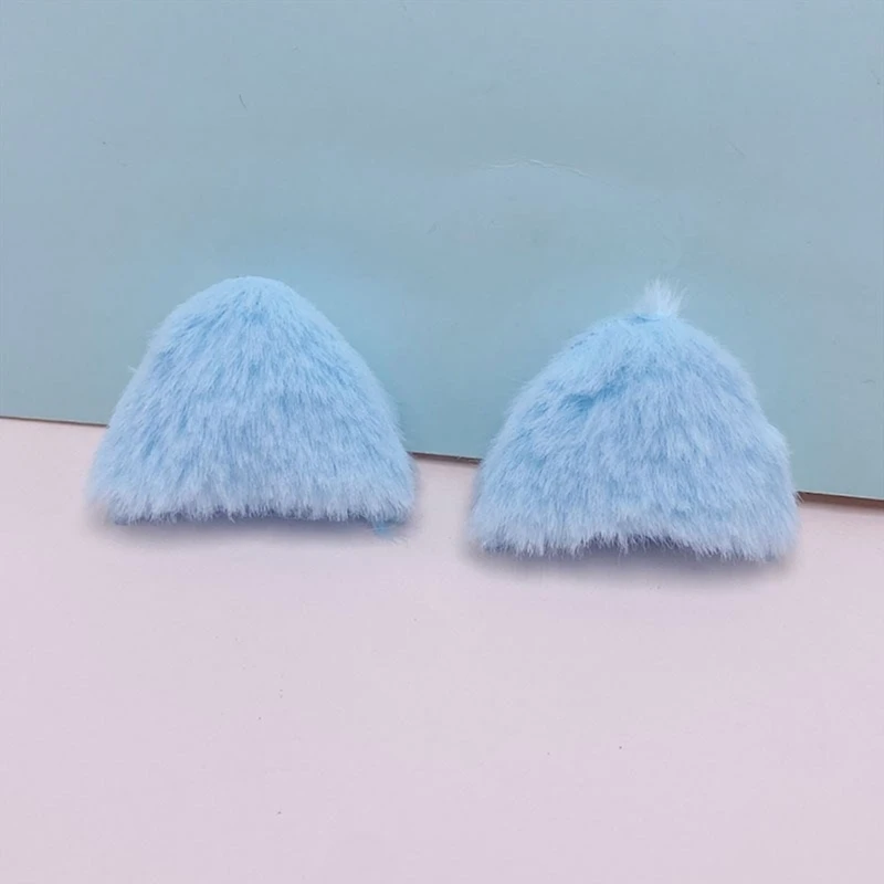 10 Pcs Girls Furry Ears DIY Padded Appliques Plush for Hairpin Headwear