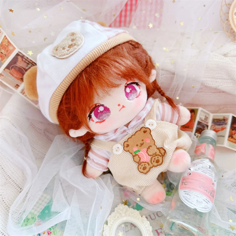 Conjunto de roupas com alça e calças, conjunto de roupas de algodão, chapéu de urso, terno de algodão, roupas fofas kawaii, presente para crianças