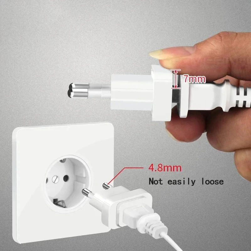 3/1pcs 4.8mm Power Plug Adapter US To EU Euro Europe Plug Power Plug Converter Travel Adapter Power Converter Outlet