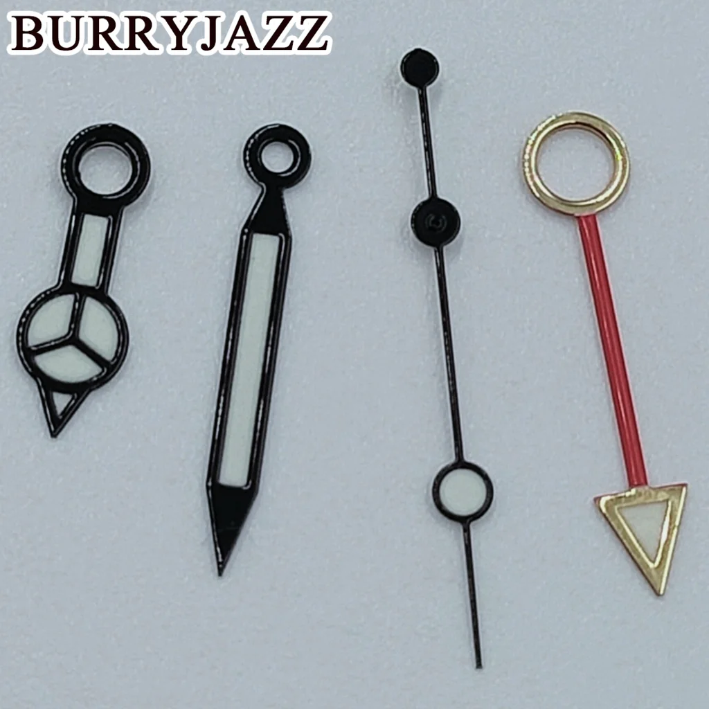 BURRYJAZZ NH34 GMT Uhrzeiger Silber Blau Rot Lila Grün Schwarz Roségold Zeiger Grün Leuchtend – Detail 12