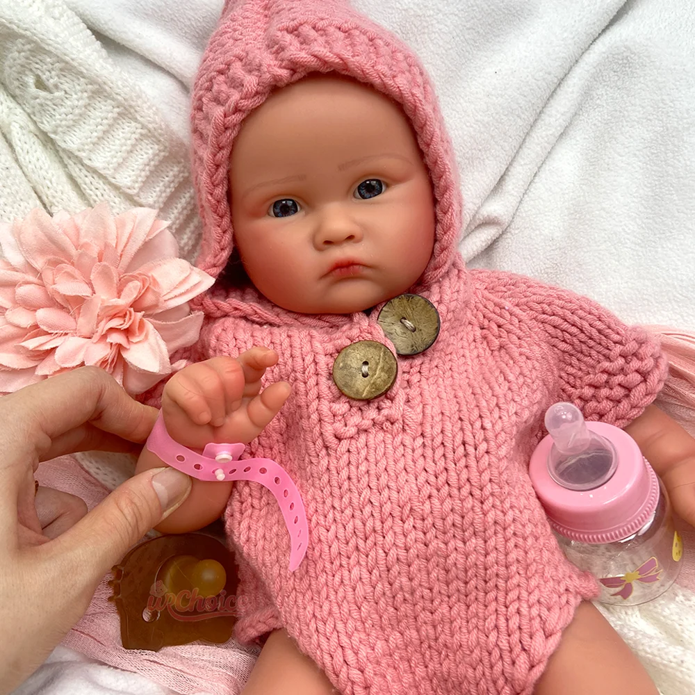 Blue Eyes Newborn Doll 18Inch Realistic Lifelike Weighted Girl Silicone Newborn Reborn Doll Take Bath Baby Toys For Kid'S Gift