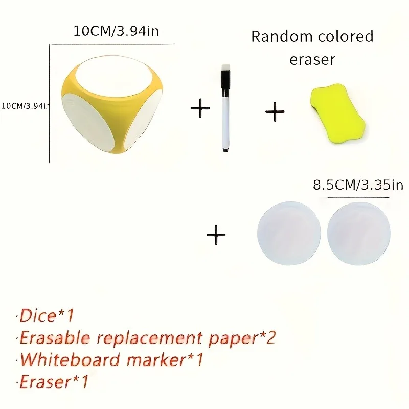 Reusable Whiteboard Dice, Write-on, Erase-able Dice That Come with Colored Markers and an Eraser—a Learning Tool Students Love
