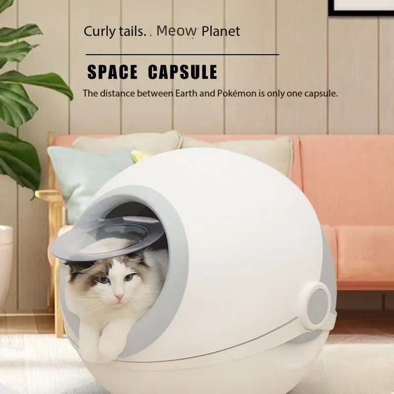 

In Stock Cat Sand Basin Fully Enclosed Anti-Splash Cat Toilet Pet Cleaning Products Prevent Odor Luxury Cat Litter Box