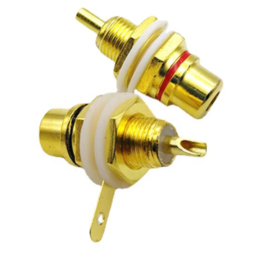 حار 10 قطعة RCA أنثى جاك مطلي Rca موصل الذهب لوحة جبل الهيكل مقبس الصوت التوصيل الحاجز مع كوب لحام الجوز