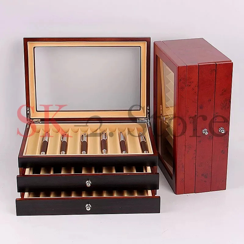 23 Pen Slot Wooden Pen Box Display Storage Pencil/Fountain Pen Case Cute School Office Stationery Organizer Supples
