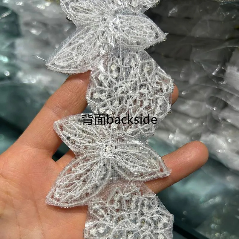 Cute AB Crystal Beaded Flower Trims For Garments Accessory Leaf Beads Rhinestone Applique Fashion Dress Clothes Shoes Ornaments