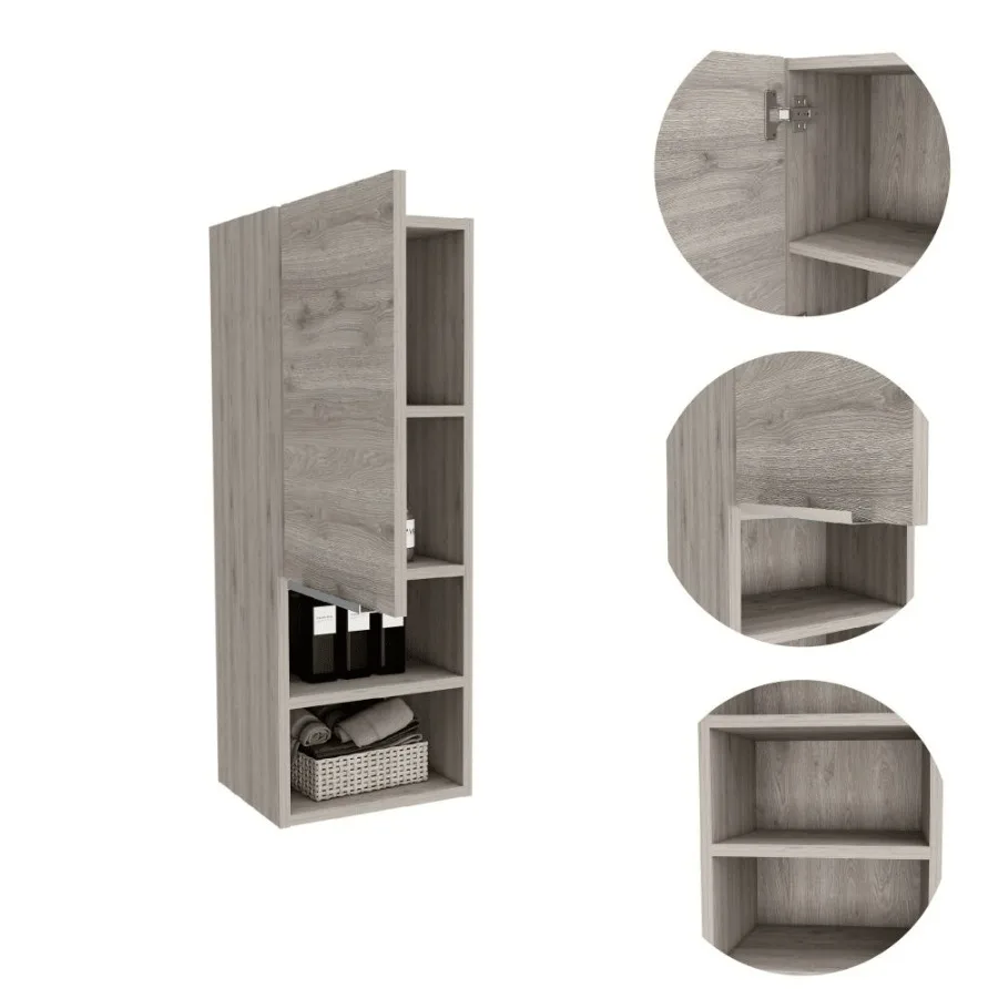 

Medicine Cabinet Hazelton Open and Interior Shelves Light Gray Finish