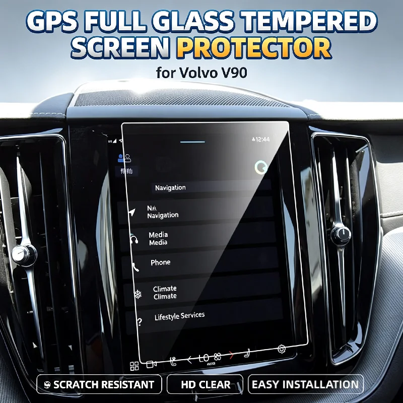 For 17-21 Volvo V90 9-inch navigation display screen full glass tempered film car dashboard display screen protection film