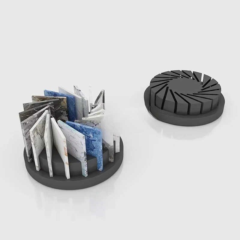 &c Customize Logo Higher Class Steel 360 Rotating Stone Slab Marble Sample Countertop Tile Display Stand for Tile Showroom
