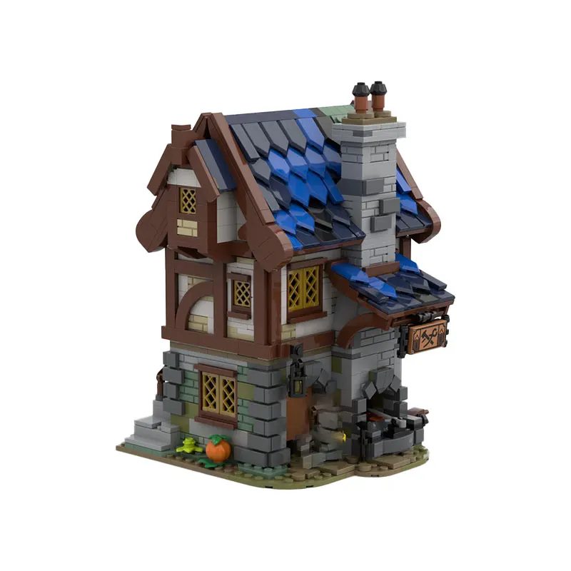 1253 個 MOC-211206 ビルディングブロック中世建築シリーズ鍛冶屋スケールダウン DIY モデルクリエイティブギフト教育パズル