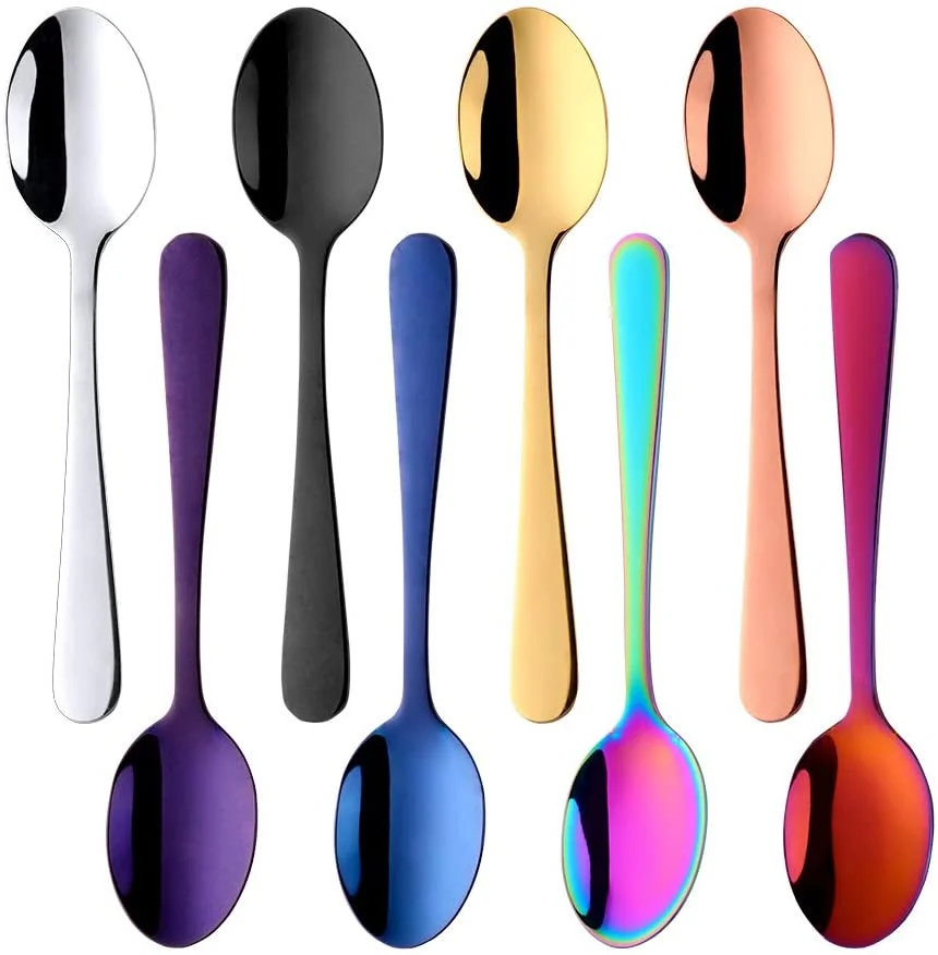 

10PCS Tea Spoon 18/8 stainless Steel Cake Fruit Spoons For Dessert Small Coffee Spoon Gold Dessert Tools for Snack Dinnerware