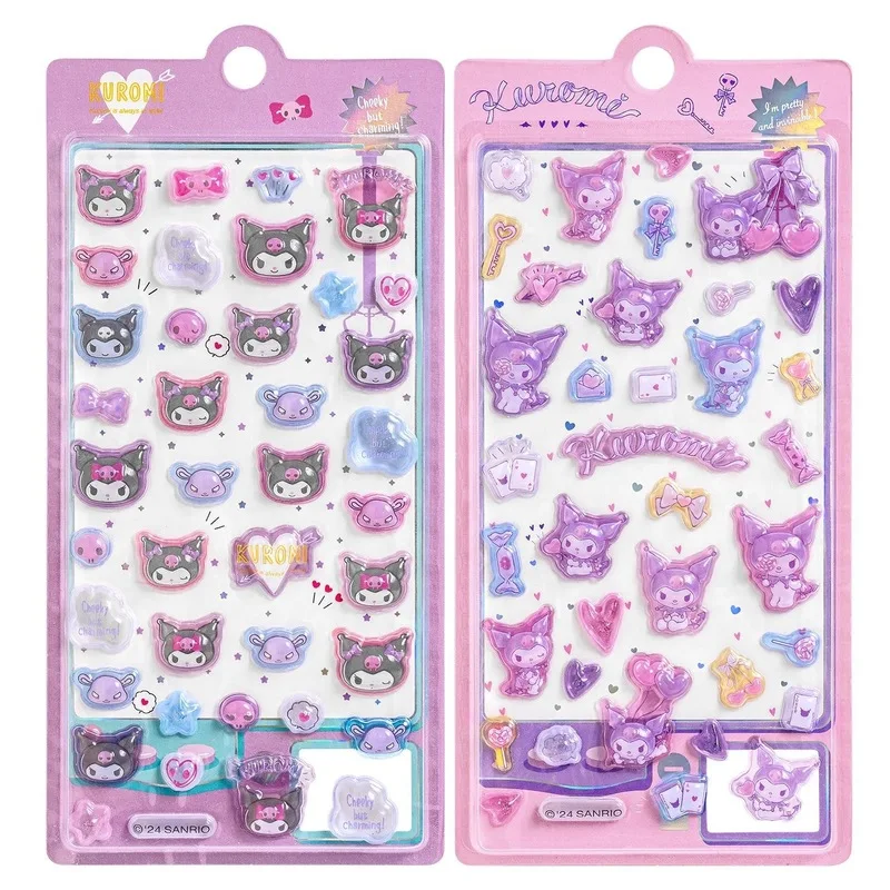 

40 шт., 3D-наклейки Sanrio с объемным рельефом, кристаллические наклейки, детские наклейки с героями мультфильмов, декоративные наклейки, бесплатная доставка