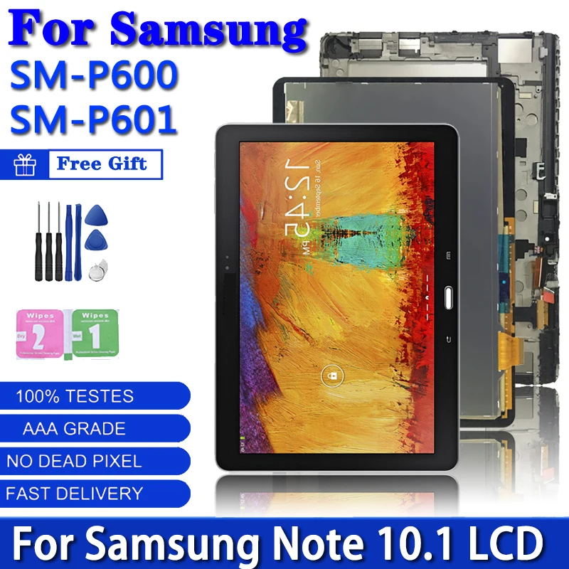 Tested For Samsung  Note 10.1 SM-P600 P601 P605 LCD Display Touch Screen Digitizer Replacement with Frame Support S Pen