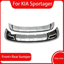 Car-covers 2PCS ABS Chrome Front+Rear bumper cover trim Protect the spoiler board fit for KIA Sportager Car styling 2011-2014