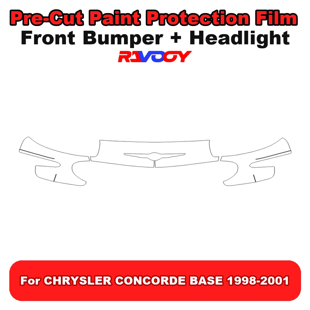 Kit de película protectora de pintura (PPF) transparente para parachoques delantero y faros delanteros de 8.5 mil, precortada, para CHRYSLER CONCORDE BASE 1998-2001