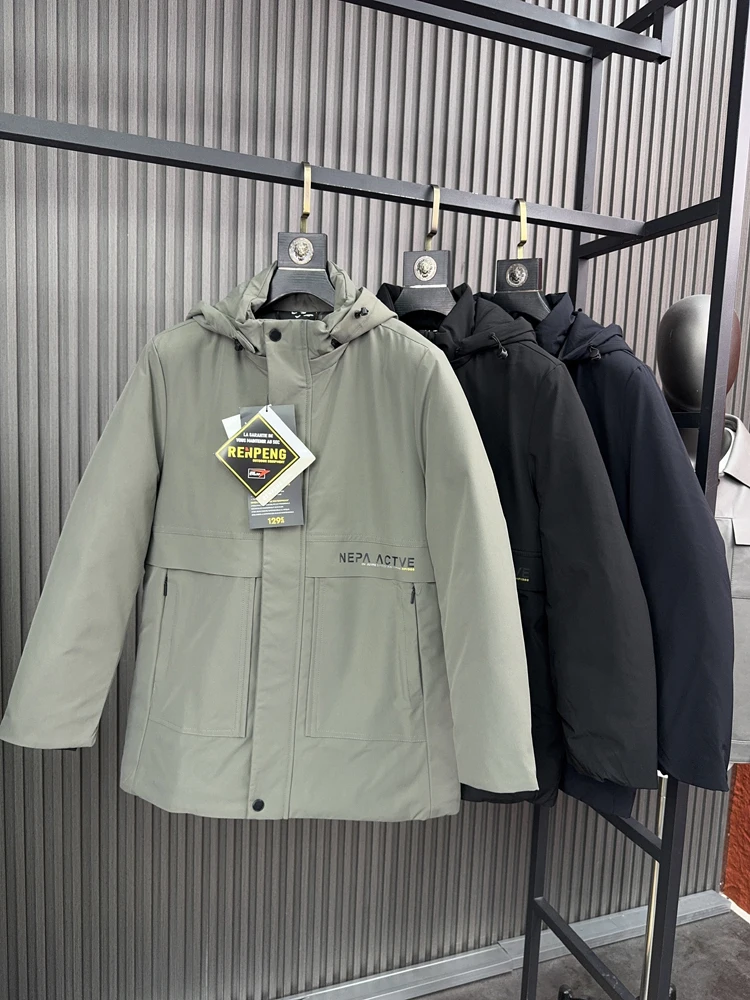 

Pampa& Men's Thiened Fce Lined down Jaet Winter Busin Casual Coat Stand Fit Warmth Pred Glue Hooded Coat