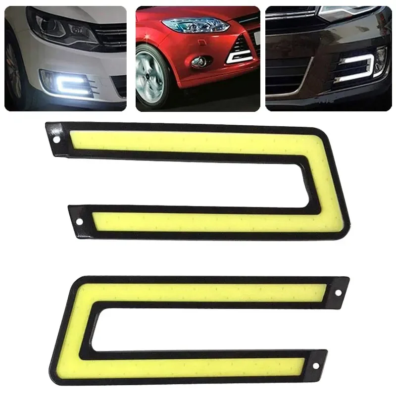 

2Pcs 12V U Shape Car COB LED Light Car Styling DRL Daytime Running Light Car Bright LED External Light for Car Driving Fog Lamp