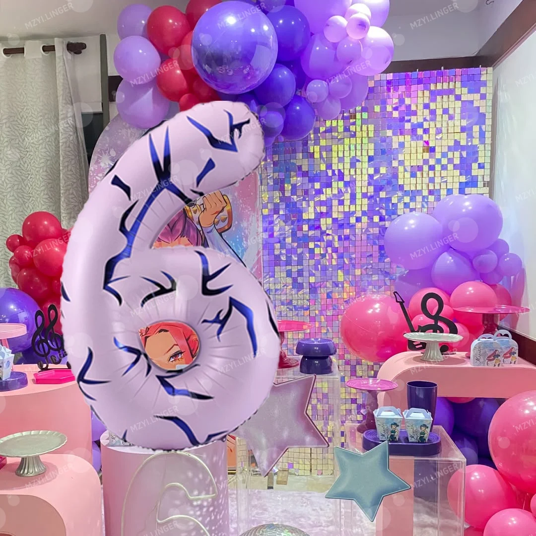40 Zoll große, violette, nummerierte Ballons mit den Zahlen 0-9, Musikthemen-Ballons, die für Musikthemenpartys, Geburtstage und Jubiläumsdekorationen verwendet werden. – Detail 3