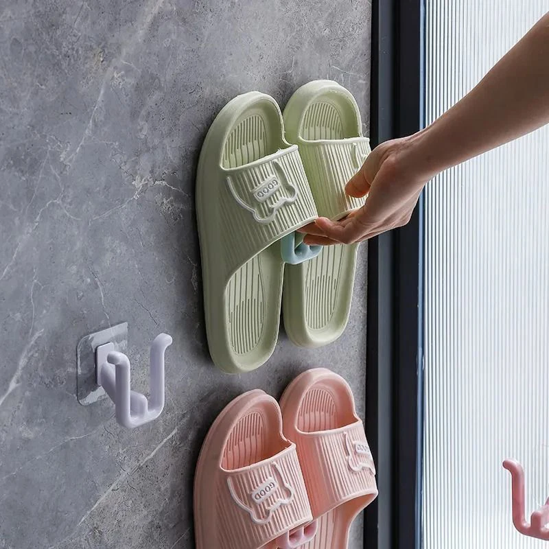 3Pcs Bathroom Slipper Shelf Self-adhesive No Punching Wall Mounted One Piece Shoe Rack Space Saving Shelf Bathroom Hanging