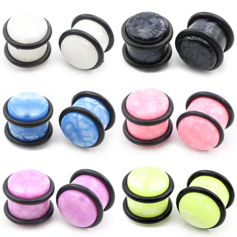Alisouy 2PCS 1.6mm-12mm Pearl UV Acrylic Taper Ear Tunnels Plugs Flesh Expander Stretcher Gauges Earrings Piercing Body Jewelry