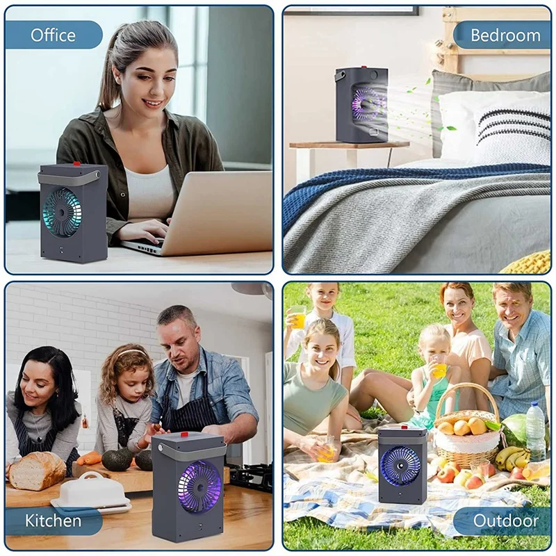 Air Cooler,120 ° Rotation Function, Portable Humidifier And Air Purifier And 3 Fan Speeds,LED Lights,Display Temperature