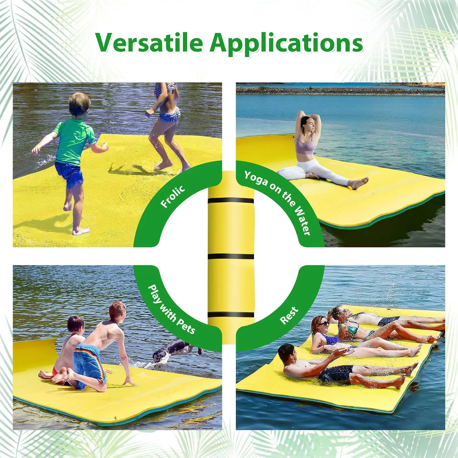 Water Floating Mat, Mattress 3 Layers Xpe Foam Floating Dock Lily Mat Float Pad