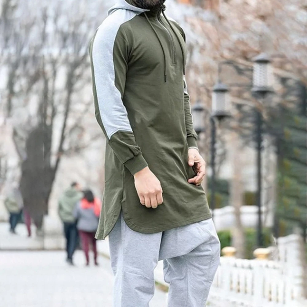 2023 Mens Sweater Robe Tops Autumn Solid Color Loose Zipper Pullover Sweater Men's Casual Long-sleeved Hooded Round Neck Sweater