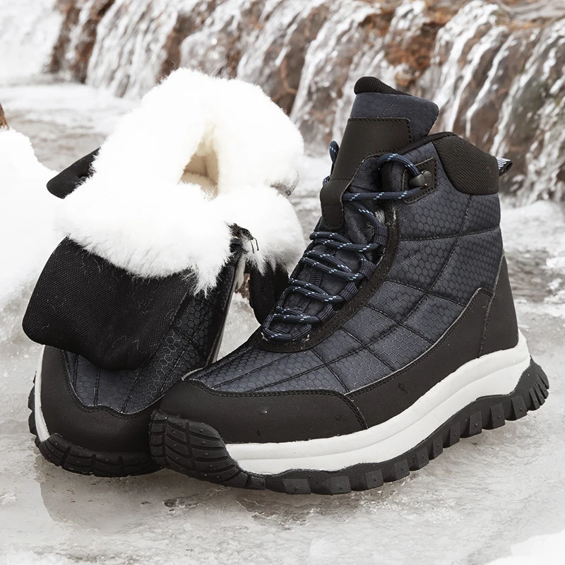 Winter Men Ankle Boots Wool Thickened Warm Snow Boots Outdoor Coldproof Work Shoes Russian Cotton Shoes