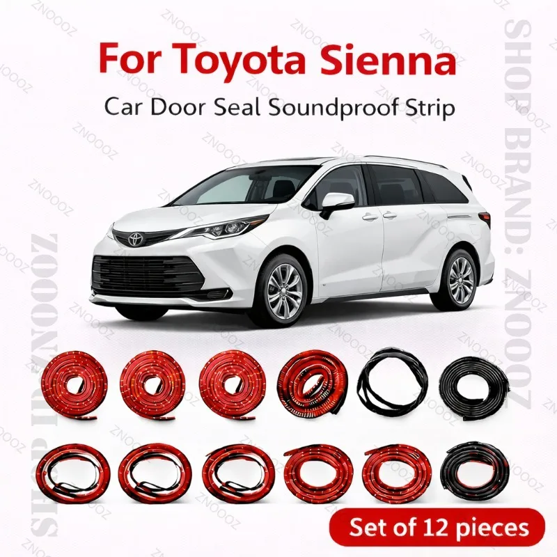 

For Toyota Sienna Car Door Seal Strip Rubber Double Layer Soundproof Dustproof Waterproof Door Weatherstrip 12PCS Set