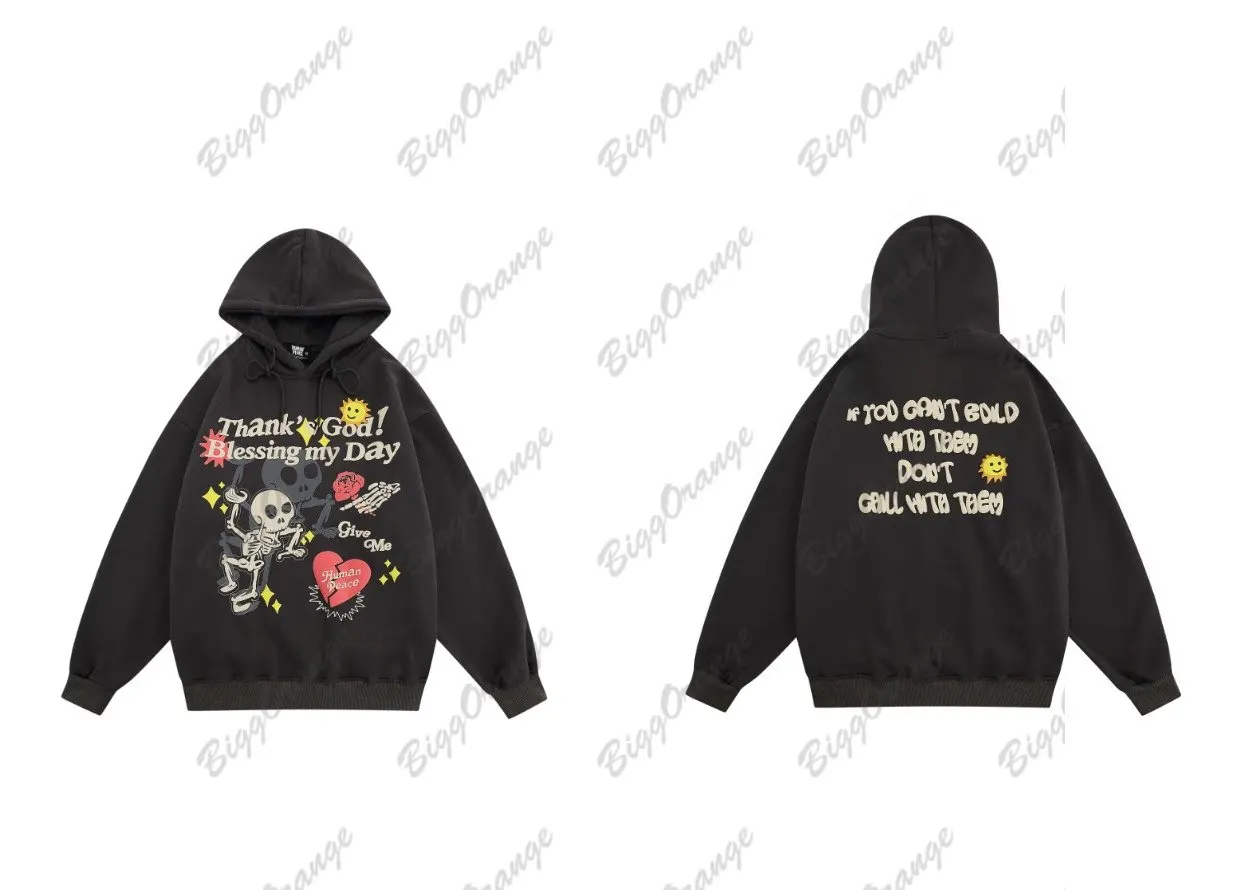 Hoodie harajuku hoodies harajuku hoodies mulheres casais camisola y2k topo hiphop crânio americano de rua alta amor espuma impressão