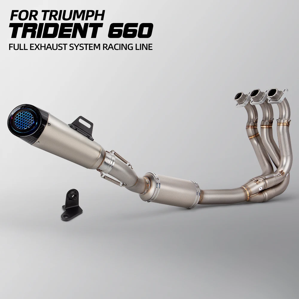 For Triumph Trident Daytona 660 2021 2022 2023 2024 Motorcycle Exhaust Modify Full System Front Pipe Connect Three Layer Muffler