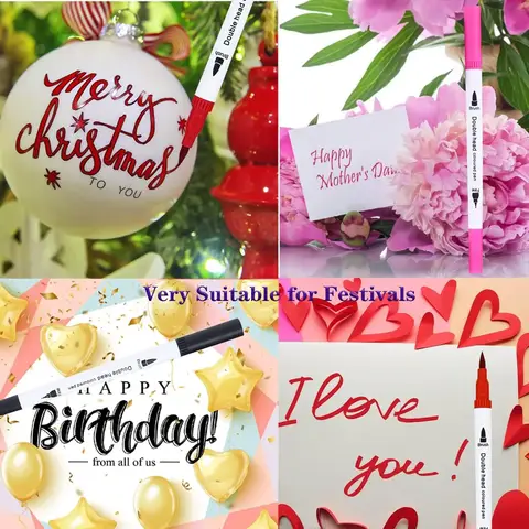 12-120 रंगों का आर्ट मार्कर पेन सेट, डुअल ब्रश टिप, फाइन टिप वाटरकलर पेन, जर्नलिंग लेटर ड्राइंग मार्कर, स्कूल सप्लाई 10 best sales फाइब्रोन्स - №8