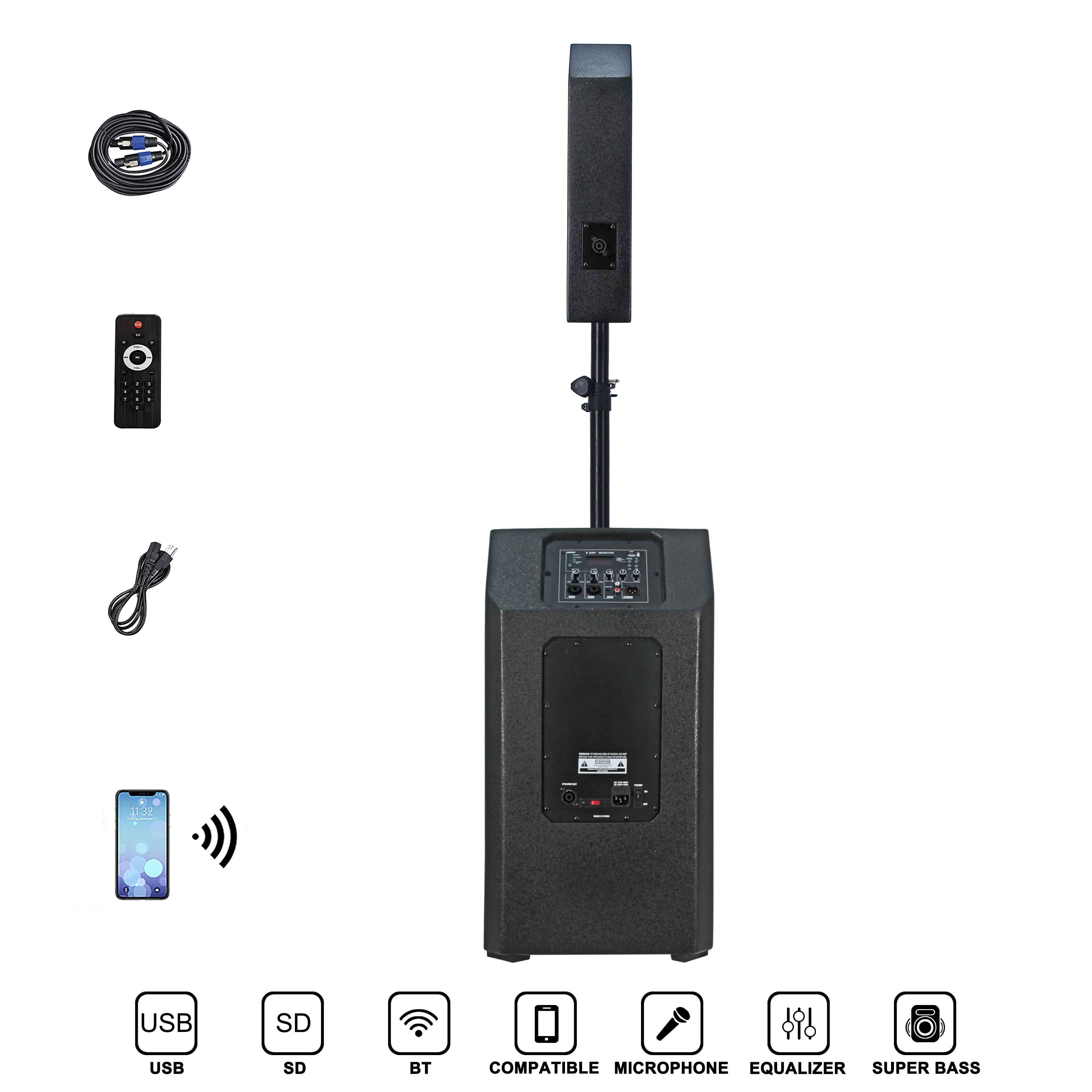 Professional Active Array Column Loudspeaker 6000W PA Speaker 15