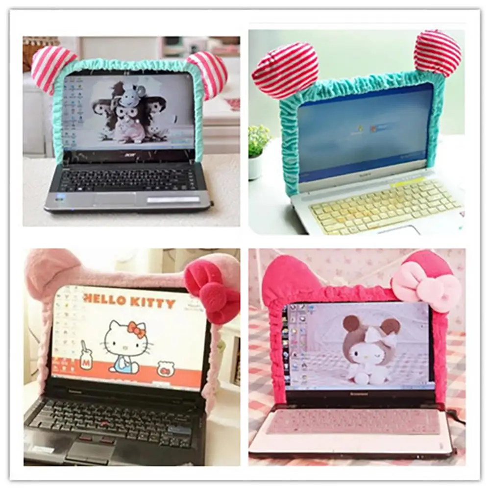 GoodTop New Monitor Dust Cover Cute Protective Computer Cover Notebook With Cat Ear Laptop LCD Screen Monitor Decorative Cover