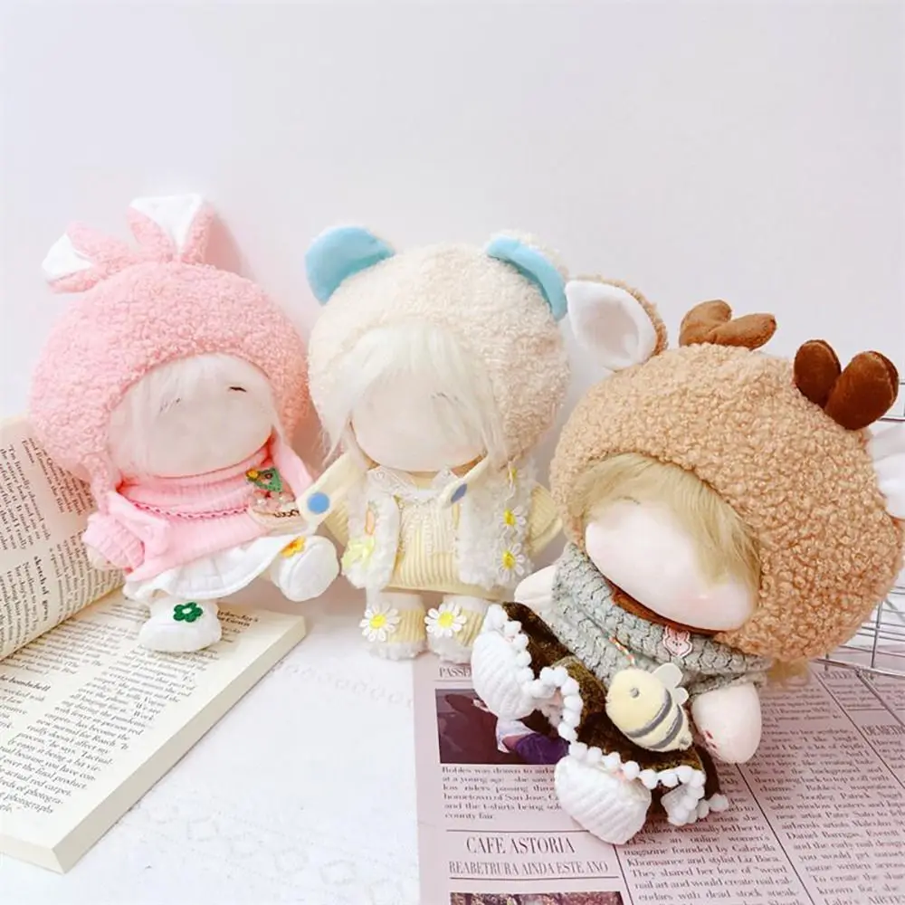 20CM Doll Headgear Rabbit Bear Dinosaur Deer Cat Bread Cartoon Animal Ear Cap Replacement Change Dressing Game Cute Plush Hat