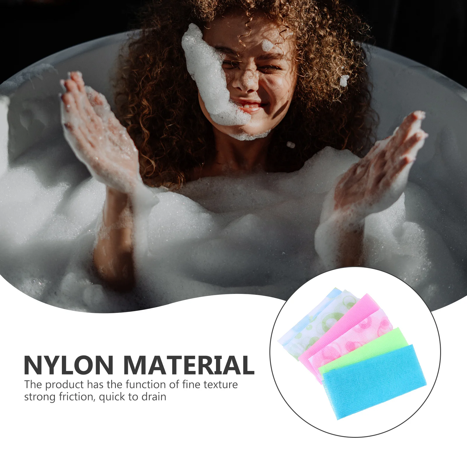 

6Pcs Nylon Long Bathing Scrub Towels Double-Sided Back Scrubbers Exfoliating Shower Rubbing Towels Quick Dry