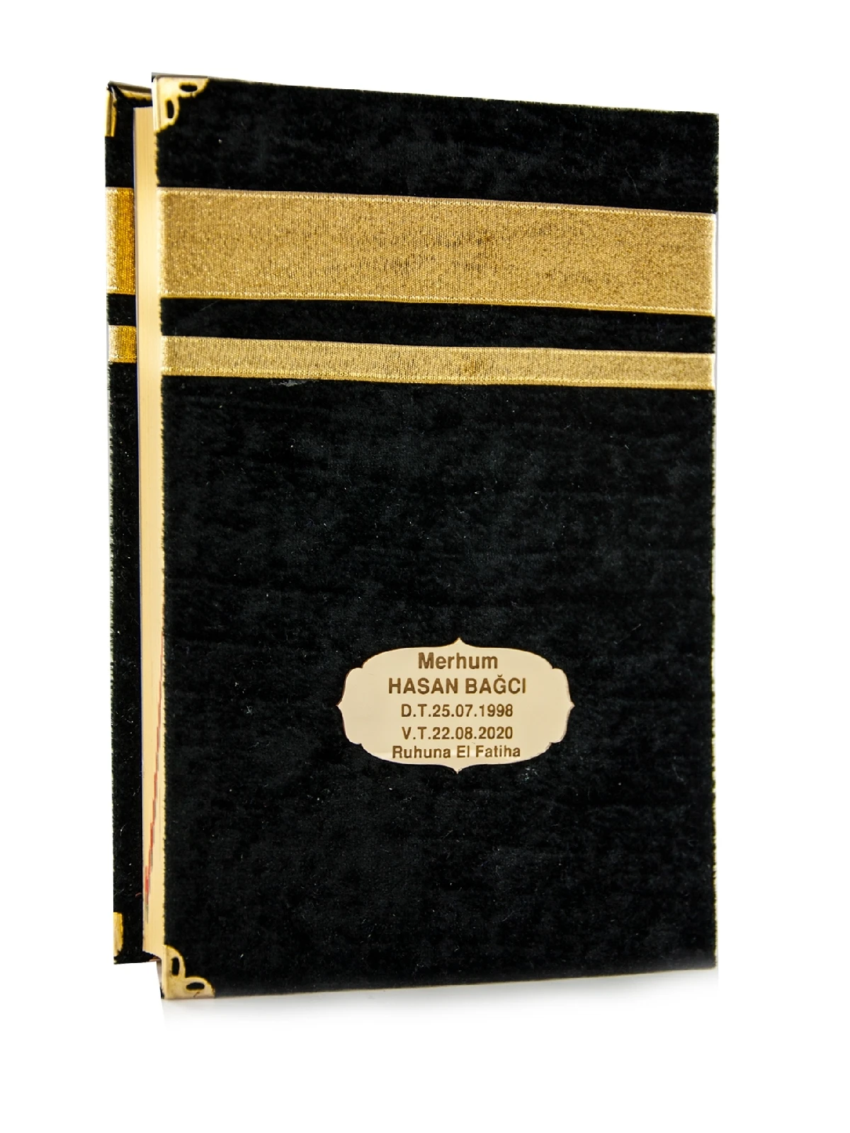 Middle-Sized Arabic Quran with Name-Specific Velvet-Covered Kaaba Appearance