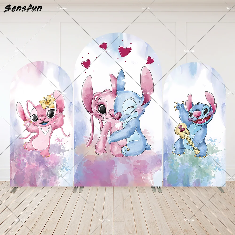 

Custom 2-Sided Disney Stitch Baby Shower Party Arch Cover Backdrop Banner Girl Boy 1st Birthday Arched Wall Panels Background