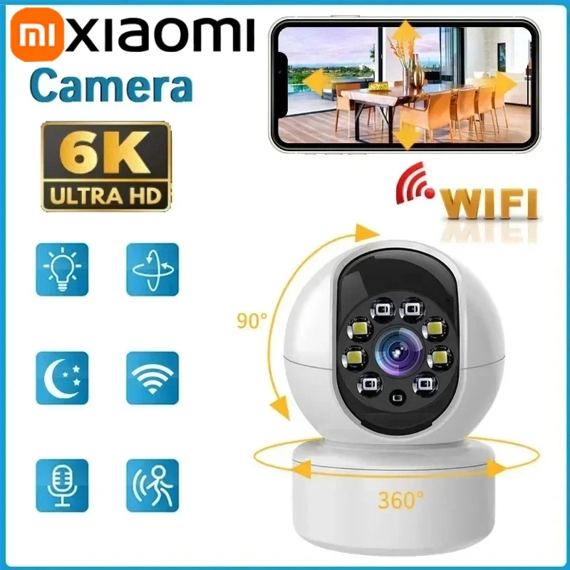 Xiaomi-cámara inteligente giratoria 6K, vigilancia controlable por WiFi, Audio bidireccional, seguimiento automático, Monitor de visión nocturna a Color, cámara interior
