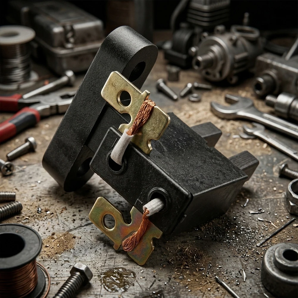Carbon Brush Assembly for For 2kw 3KW 4KW 5KW 7KW Generators with Dual Electrical Connections and 1 Inch Bolt Spacing on Centers