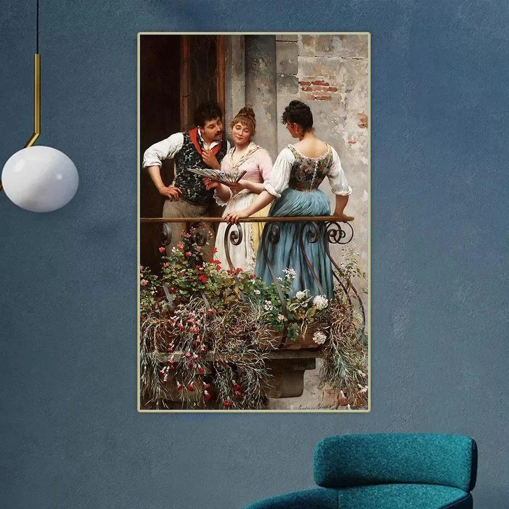 A favourite fan,1889 by Eugene de Blaas Canvas Art Oil Painting Aesthetics Picture Backdrop Wall Hanging Decor Home Decoration