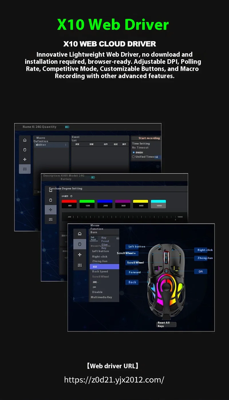 2025 K-Snake X10 Personalizado Três Modos Sem Fio HOLLOW OUT Gaming Mouse Leve Bluetooth Escritório 1000HZ RGB Luz 400mah