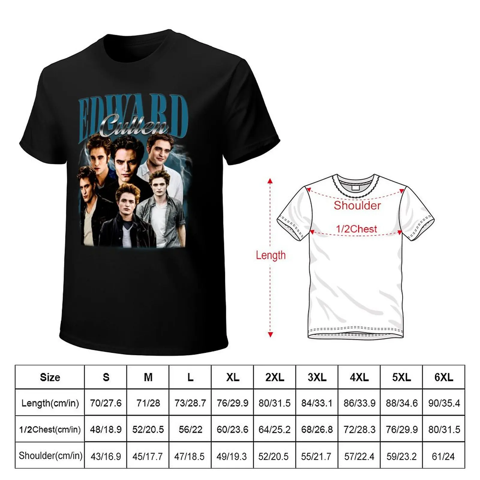 Vintage Edward Cullen Retro 90 Homage Twilight T-Shirt Work Wear Short Sleeve T-Shirt