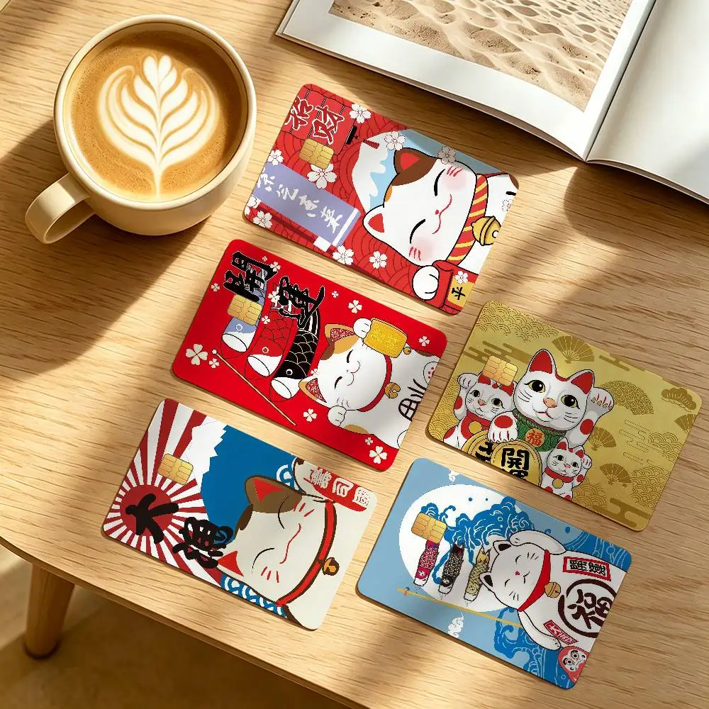 Japanese Lucky Cat Credit Card Public Transportation Cards Protective Sticker Waterproof Card Face Decoration 4PCS