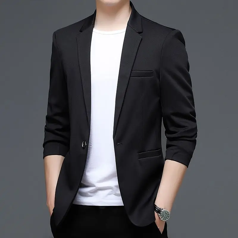 

Man Suits and Blazers Black Coats Gentleman Classic Vintage Clothing Korean Style Clothes Casual Spring Business Jacket for Men