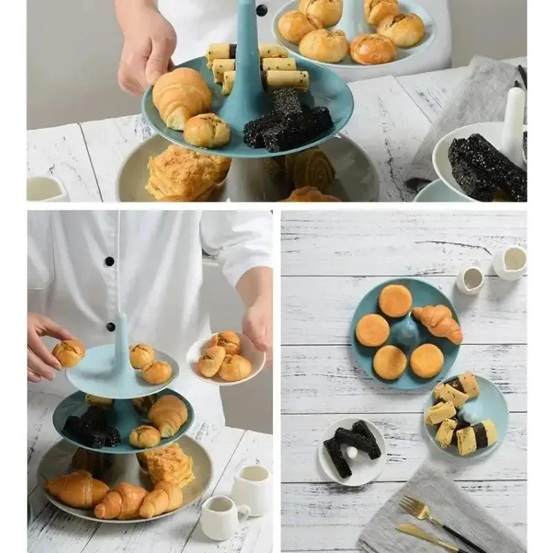 3-Tier Fruit Plate Creative Household Dessert Cake Stand Multi-layer Serving Tray for Living Room Afternoon Tea Birthday Party - view 3