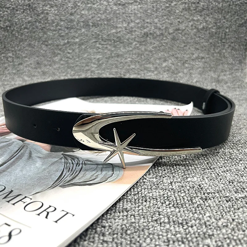 Unisex Jeans Belt Goth Y2k Designer Belts For Women High Quality Luxury Brand Black Punk Accessory 3.2cm Waistband Men
