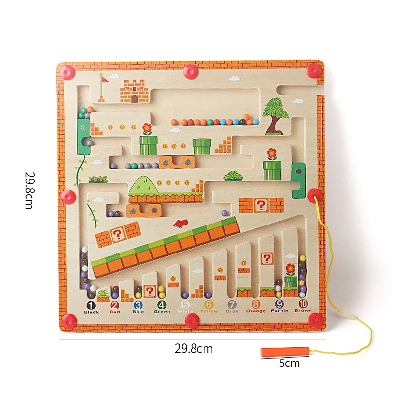 Labirinto magnetico in legno per colori e numeri, giocattoli educativi per l'apprendimento, abbinamenti di colori, giocattoli Montessori, giocattoli in legno per bambini, regalo